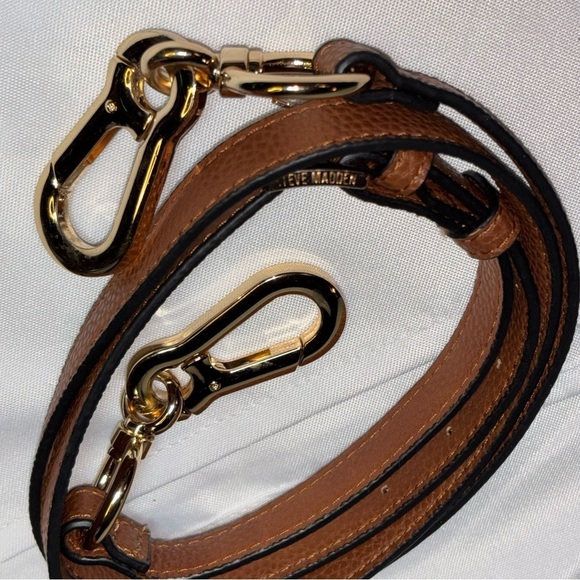 STEVE MADDEN Brown Replacement Pebbled Faux Leather Crossbody Strap Gold Hdware main image 11